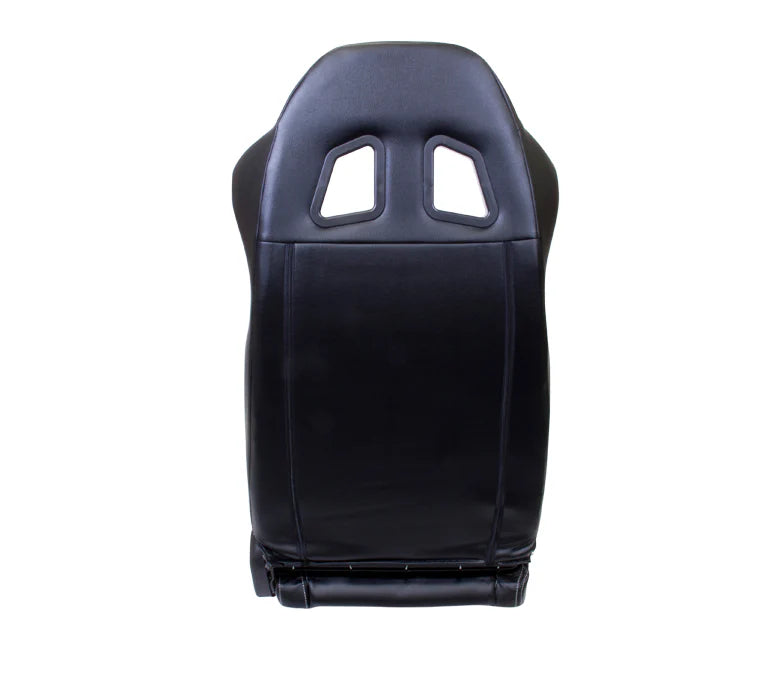 NRG Reclinable Racing Seat Black Leather W/ White Stitching