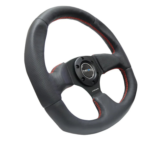 NRG Reinforced Steering Wheel Leather Steering Wheel (Red Stitch)