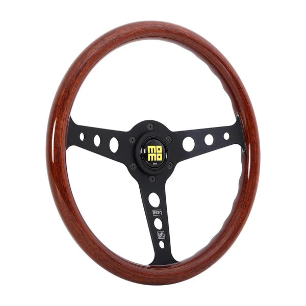 MOMO Mahogany Wood Indy Black Heritage Steering Wheel