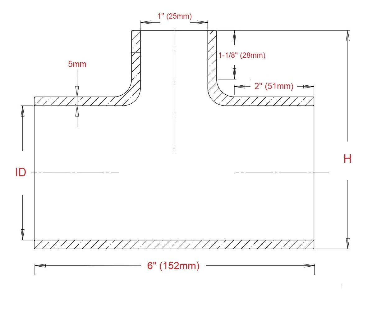HPS 1-1/2" Silicone T Hose Coupler Adapter with 1" Branch