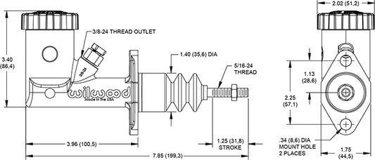 WILWOOD GS COMPACT BRAKE MASTER CYLINDER