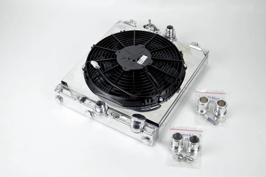CSF Universal Half Radiator - Evo 7/8/9 / 92-00 Civic - w/ SPAL Fan & Shroud