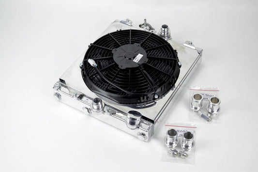 CSF Universal Half Radiator - Evo 7/8/9 / 92-00 Civic - w/ SPAL Fan & Shroud
