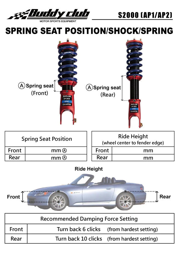 BUDDY CLUB SPORT SPEC COILOVERS (S2K 00-09)