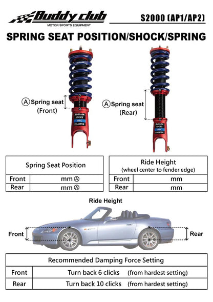BUDDY CLUB SPORT SPEC COILOVERS (S2K 00-09)
