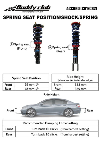 BUDDY CLUB RACING SPORT SPEC DAMPER KIT (Accord 12-17)