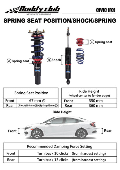 BUDDY CLUB RACING SPORT SPEC DAMPER KIT (Cvic 16-21) (FC)