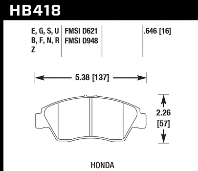 HAWK DTC-60 FRONT RACE BRAKE PADS (Multiple Honda Fitments)