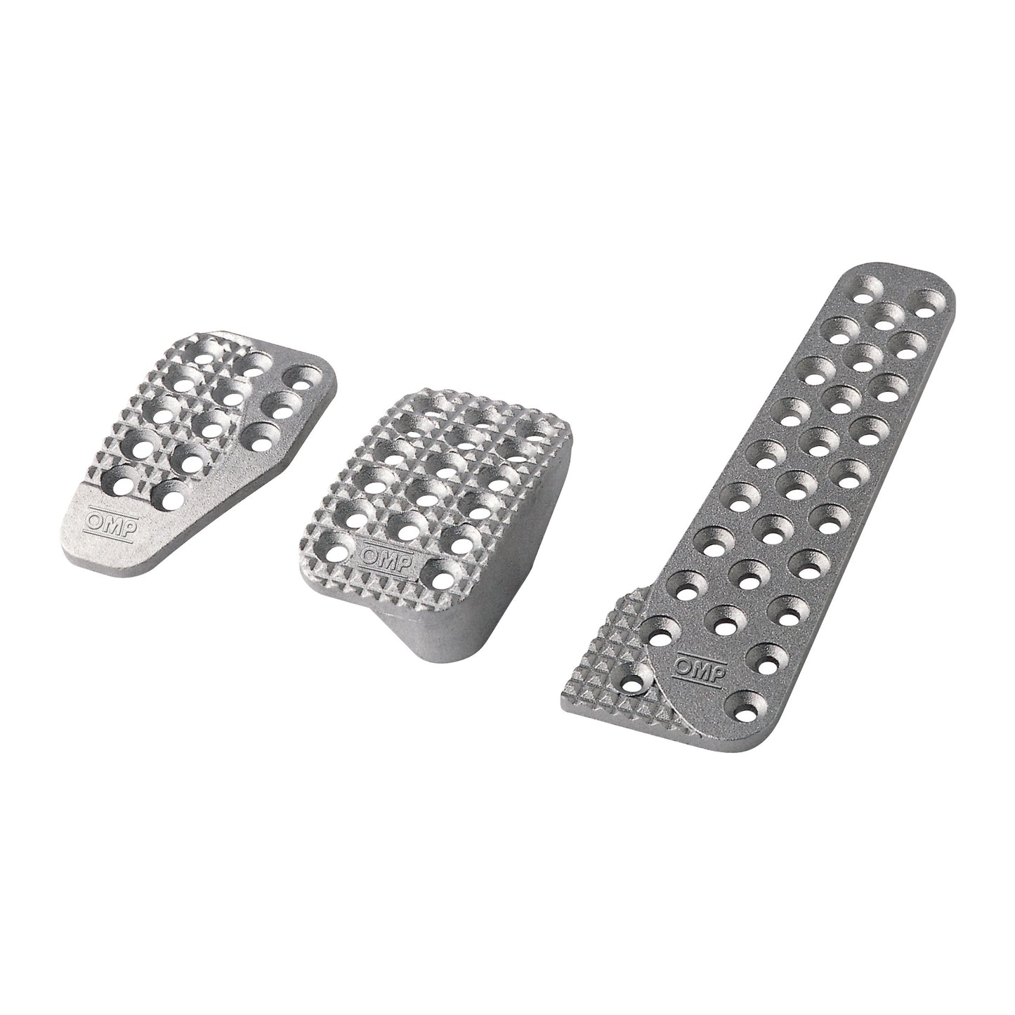 OMP 3-Pedal Set W/Long Accelerator and Reinforced Brake Pedal Sandblasted Aluminum