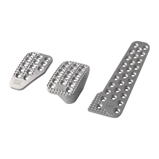 OMP 3-Pedal Set W/Long Accelerator and Reinforced Brake Pedal Sandblasted Aluminum