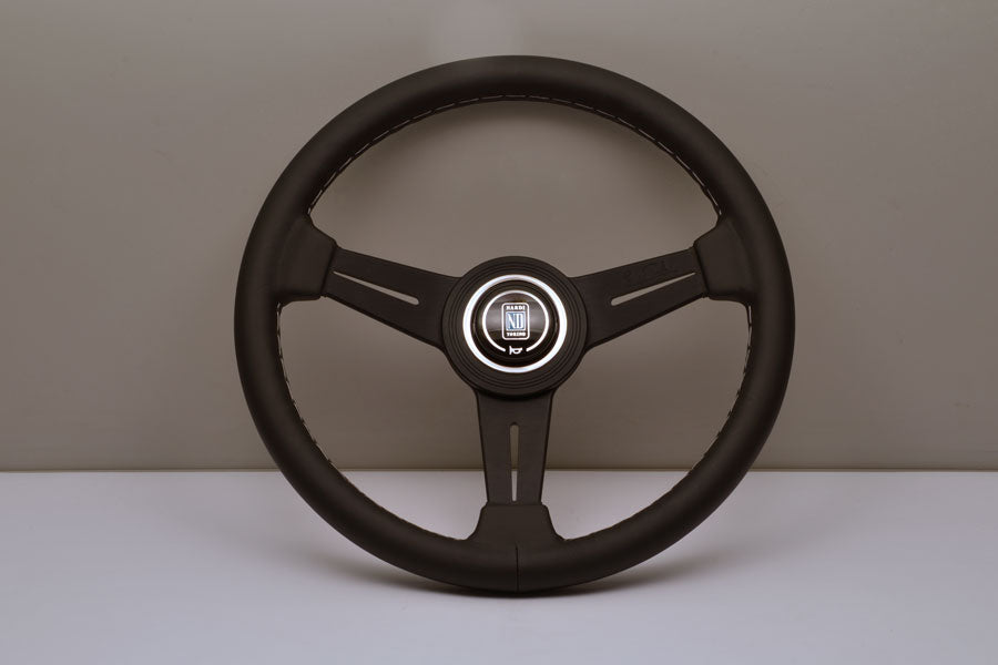 Nardi Classic Steering Wheel grey stitching on Black Leather Grip w/ Black Spoke (330mm)
