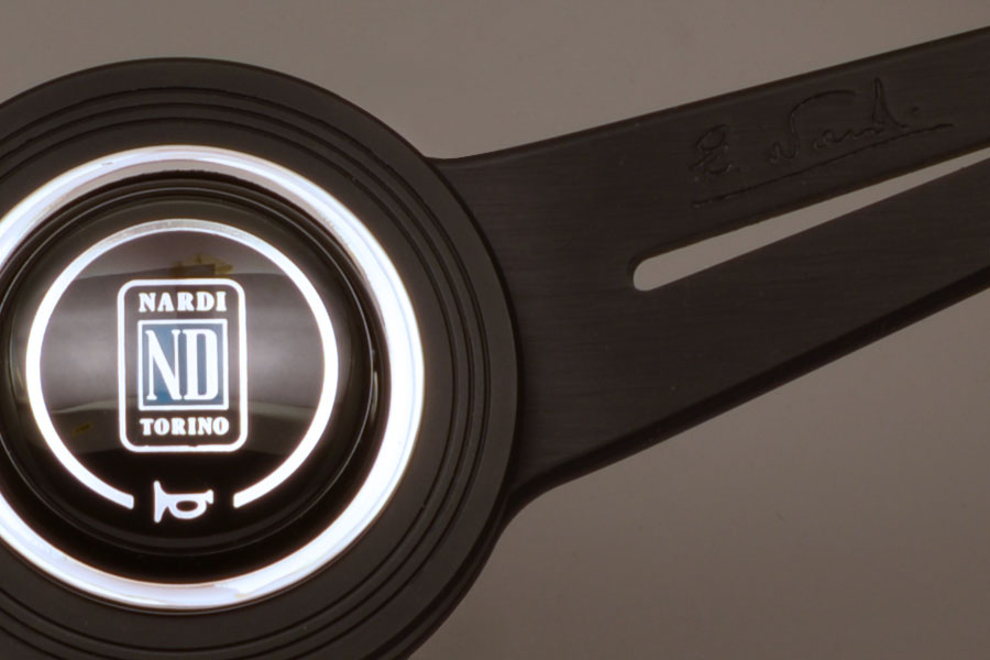 Nardi Classic Steering Wheel grey stitching on Black Leather Grip w/ Black Spoke (330mm)