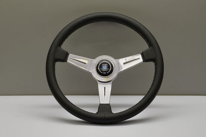 Nardi Classic Steering Wheel White Stitched Black Leather Grip w/ Polished Spoke (360mm)