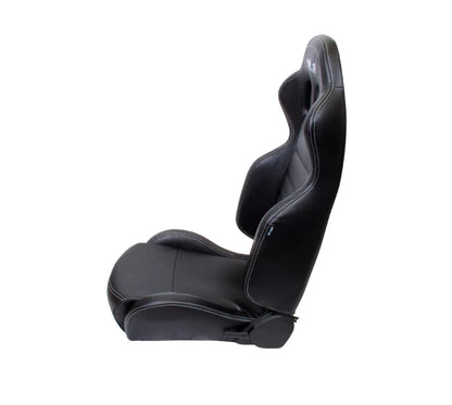 NRG Reclinable Racing Seat Black Leather W/ White Stitching