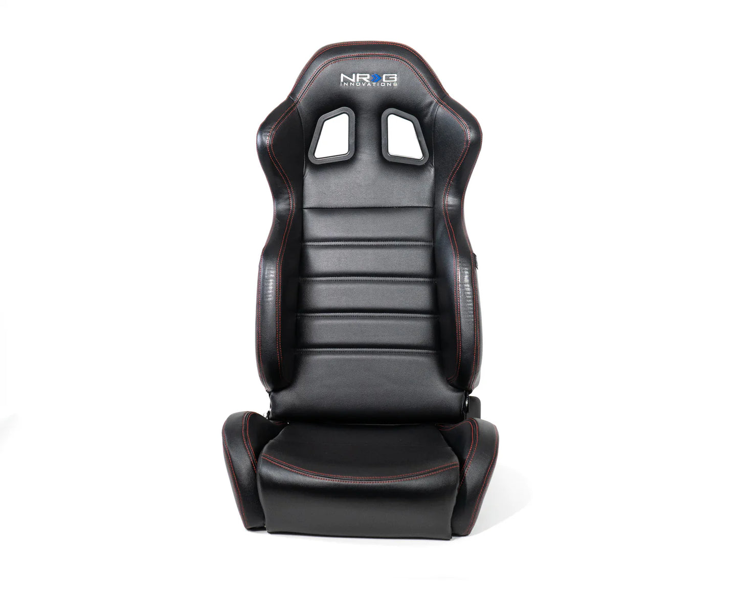NRG Reclinable Racing Seat Black Leather w/ Red Stitching