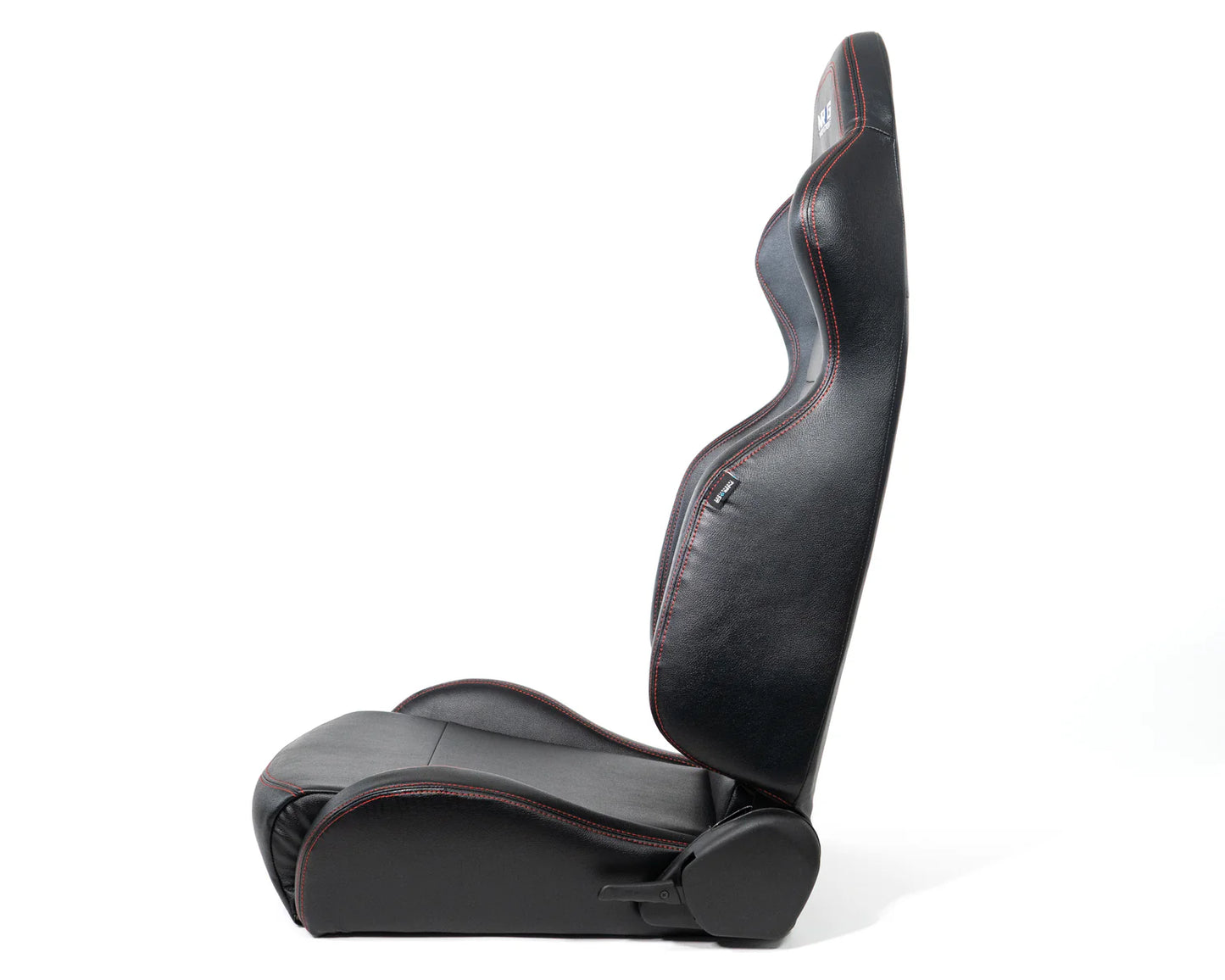 NRG Reclinable Racing Seat Black Leather w/ Red Stitching