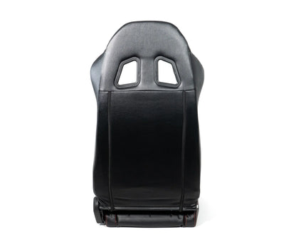 NRG Reclinable Racing Seat Black Leather w/ Red Stitching
