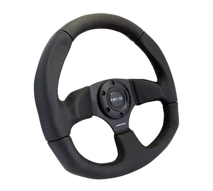NRG Reinforced Steering Wheel Leather Steering Wheel (Black Stitch)