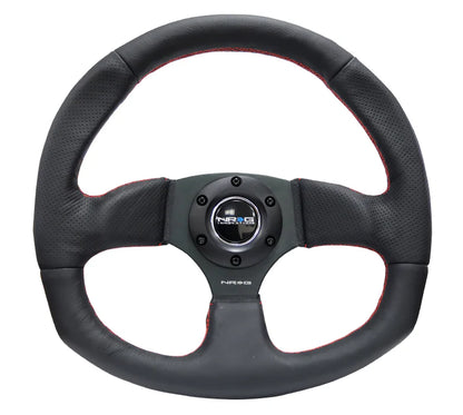 NRG Reinforced Steering Wheel Leather Steering Wheel (Red Stitch)