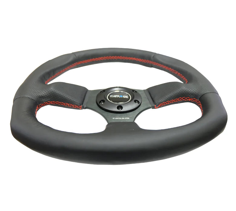 NRG Reinforced Steering Wheel Leather Steering Wheel (Red Stitch)
