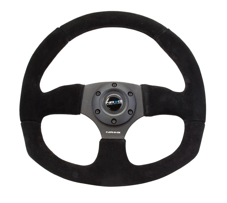 NRG Reinforced Steering Wheel Suede Leather Steering Wheel (Black Stitch)