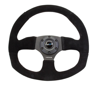 NRG Reinforced Steering Wheel Suede Leather Steering Wheel (Black Stitch)