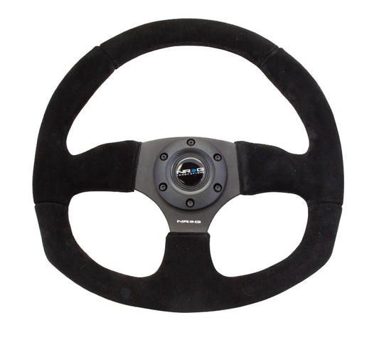 NRG Reinforced Steering Wheel Suede Leather Steering Wheel (Black Stitch)