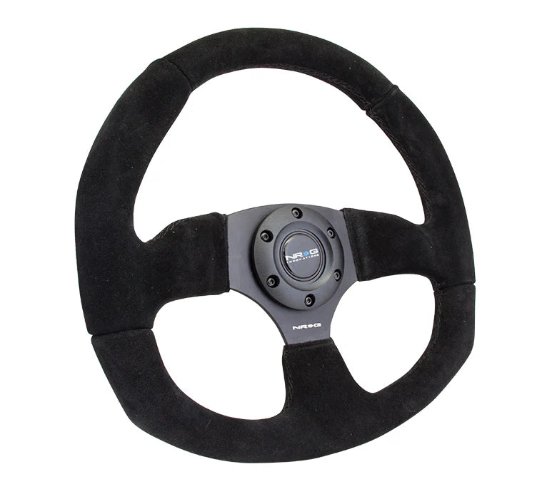 NRG Reinforced Steering Wheel Suede Leather Steering Wheel (Black Stitch)
