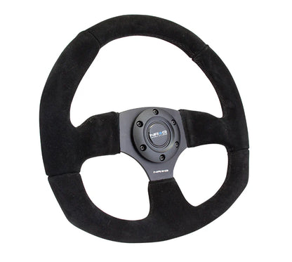 NRG Reinforced Steering Wheel Suede Leather Steering Wheel (Black Stitch)