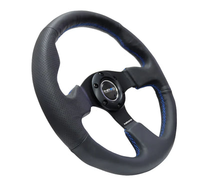 NRG Reinforced Steering Wheel 320mm Sport Leather Steering Wheel (Blue Stitch)