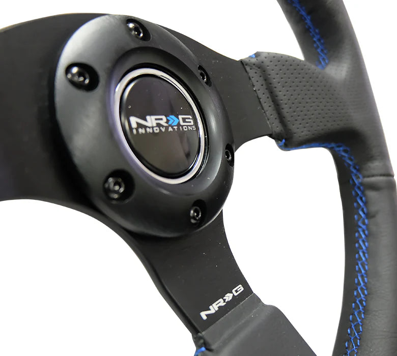 NRG Reinforced Steering Wheel 320mm Sport Leather Steering Wheel (Blue Stitch)