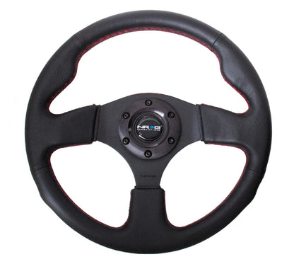 NRG Reinforced Steering Wheel 320mm Sport Leather Steering Wheel (Red Stitch)