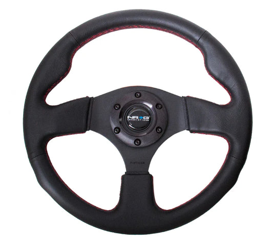 NRG Reinforced Steering Wheel 320mm Sport Leather Steering Wheel (Red Stitch)