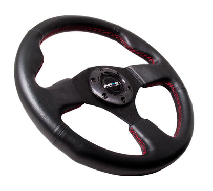NRG Reinforced Steering Wheel 320mm Sport Leather Steering Wheel (Red Stitch)