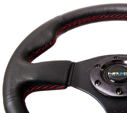 NRG Reinforced Steering Wheel 320mm Sport Leather Steering Wheel (Red Stitch)