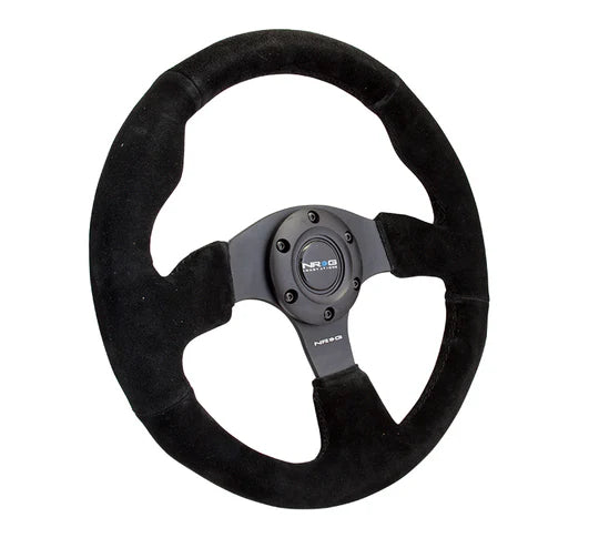 NRG Reinforced Steering Wheel 320mm Suede Steering Wheel (Black Stitch)