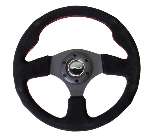 NRG Reinforced Steering Wheel 320mm Sport Suede Steering Wheel (Red Stitch)