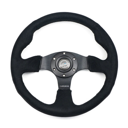 NRG Reinforced Steering Wheel 320mm Alcantara Steering Wheel (Black Stitch)