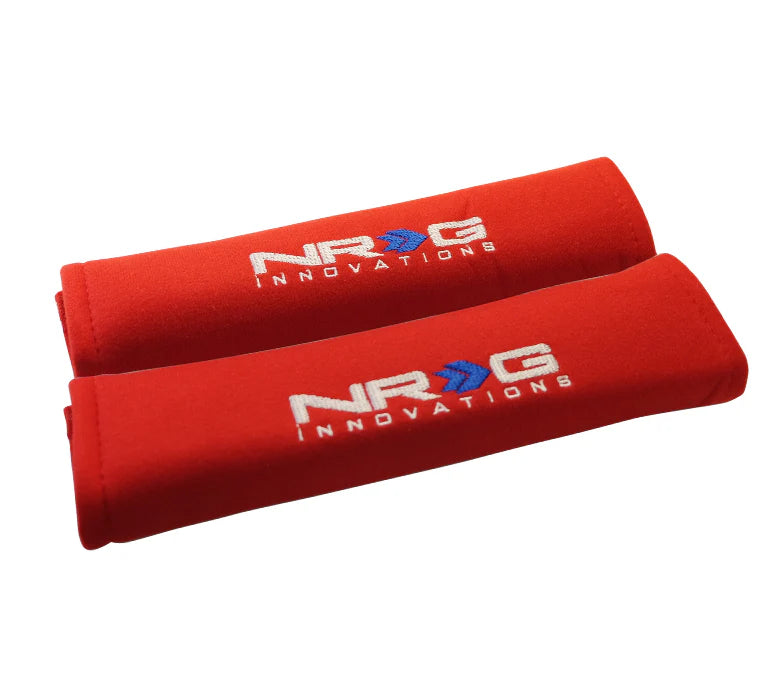 NRG Seat Belt Pads 2.7" Wide X 11" 2 Piece Short (Red)