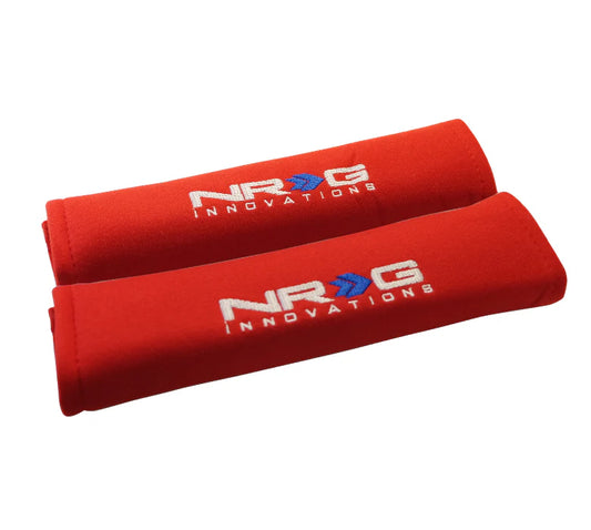 NRG Seat Belt Pads 2.7" Wide X 11" 2 Piece Short (Red)