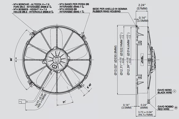 SPAL Electric Fan 1640 CFM | Pusher Fan Design | Straight Style Blades