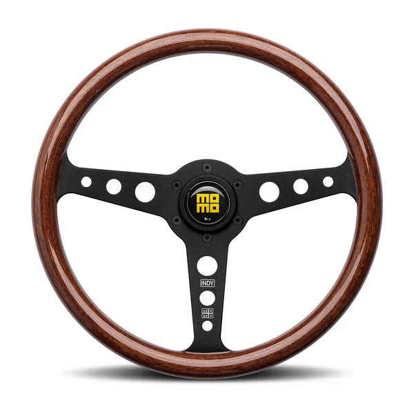 MOMO Mahogany Wood Indy Black Heritage Steering Wheel