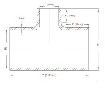 HPS 1-1/2" Silicone T Hose Coupler Adapter with 1" Branch